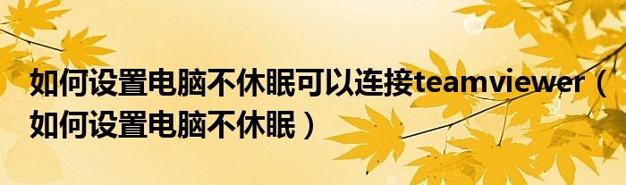 如何设置电脑不休眠可以连接teamviewer（如何设置电脑不休眠）