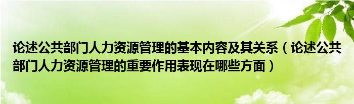 论述公共部门人力资源管理的基本内容及其关系（论述公共部门人力资源管理的重要作用表现在哪些方面）
