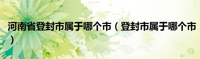 河南省登封市属于哪个市（登封市属于哪个市）