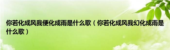 你若化成风我便化成雨是什么歌（你若化成风我幻化成雨是什么歌）