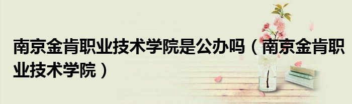 南京金肯职业技术学院是公办吗（南京金肯职业技术学院）