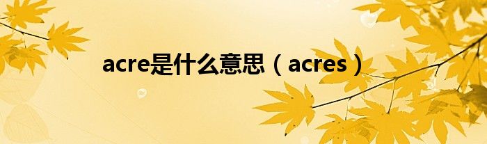 acre是什么意思（acres）
