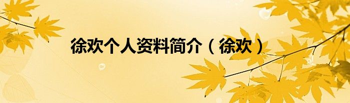 徐欢个人资料简介（徐欢）
