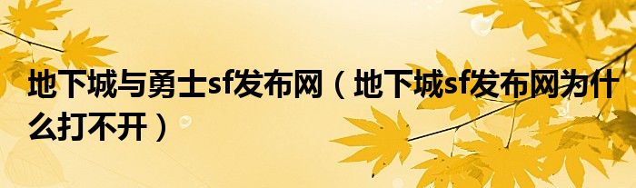 地下城与勇士sf发布网（地下城sf发布网为什么打不开）