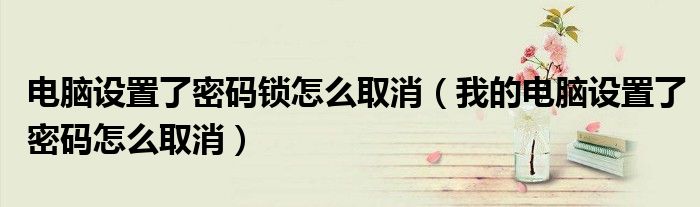 电脑设置了密码锁怎么取消（我的电脑设置了密码怎么取消）