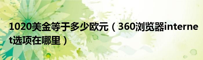 1020美金等于多少欧元（360浏览器internet选项在哪里）