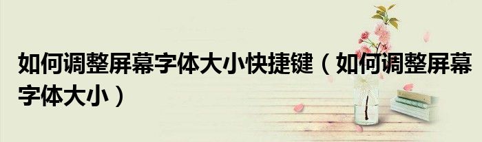 如何调整屏幕字体大小快捷键（如何调整屏幕字体大小）