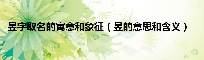 昱字取名的寓意和象征（昱的意思和含义）