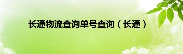 长通物流查询单号查询（长通）