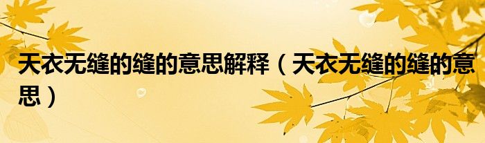 天衣无缝的缝的意思解释（天衣无缝的缝的意思）