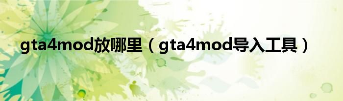 gta4mod放哪里（gta4mod导入工具）
