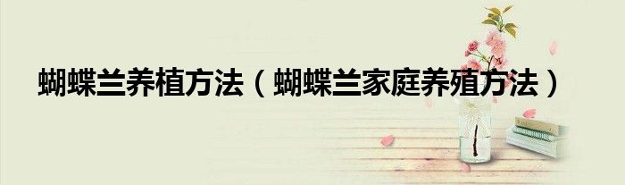 蝴蝶兰养植方法（蝴蝶兰家庭养殖方法）