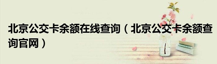 北京公交卡余额在线查询（北京公交卡余额查询官网）