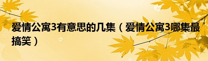 爱情公寓3有意思的几集（爱情公寓3哪集最搞笑）