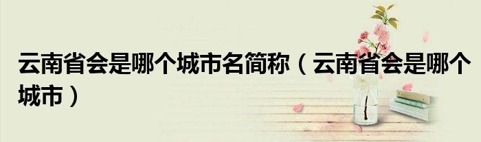 云南省会是哪个城市名简称（云南省会是哪个城市）