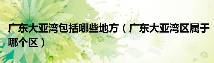 广东大亚湾包括哪些地方（广东大亚湾区属于哪个区）