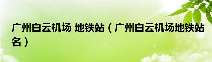 广州白云机场 地铁站（广州白云机场地铁站名）