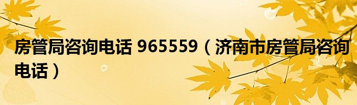 房管局咨询电话 965559（济南市房管局咨询电话）