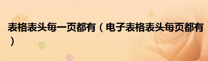表格表头每一页都有（电子表格表头每页都有）