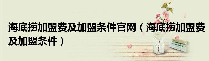 海底捞加盟费及加盟条件官网（海底捞加盟费及加盟条件）