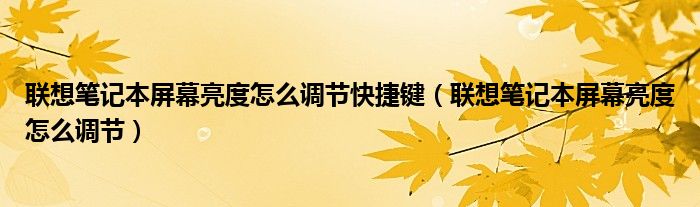 联想笔记本屏幕亮度怎么调节快捷键（联想笔记本屏幕亮度怎么调节）