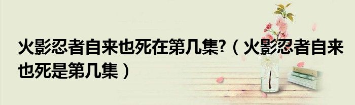 火影忍者自来也死在第几集?（火影忍者自来也死是第几集）