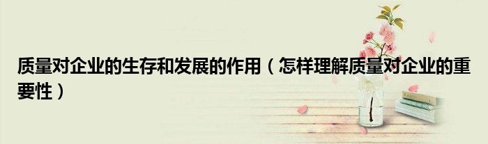 质量对企业的生存和发展的作用（怎样理解质量对企业的重要性）