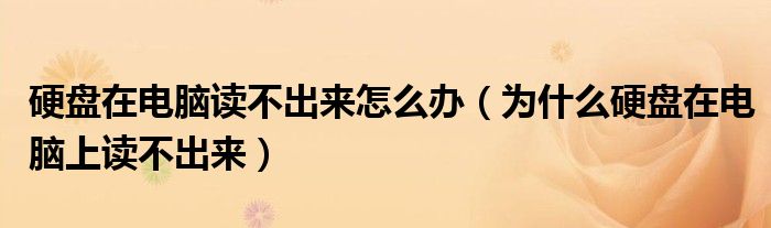 硬盘在电脑读不出来怎么办（为什么硬盘在电脑上读不出来）