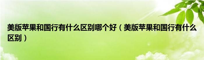 美版苹果和国行有什么区别哪个好（美版苹果和国行有什么区别）