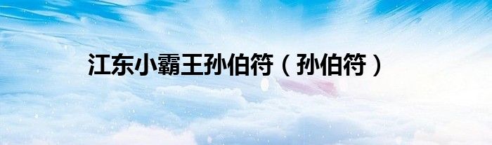 江东小霸王孙伯符（孙伯符）