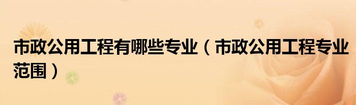 市政公用工程有哪些专业（市政公用工程专业范围）
