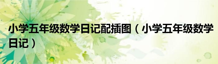 小学五年级数学日记配插图（小学五年级数学日记）
