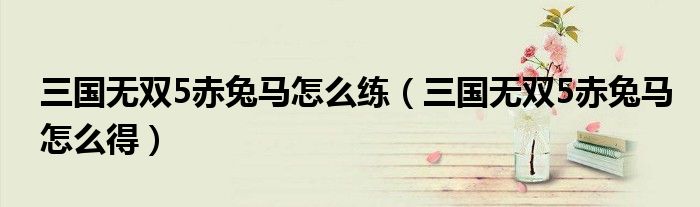 三国无双5赤兔马怎么练（三国无双5赤兔马怎么得）