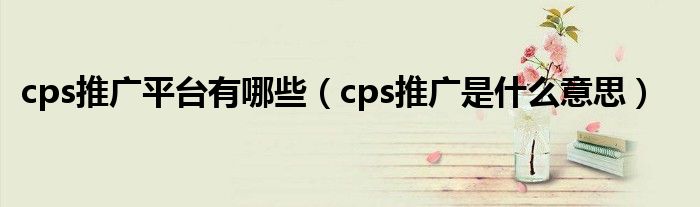 cps推广平台有哪些（cps推广是什么意思）