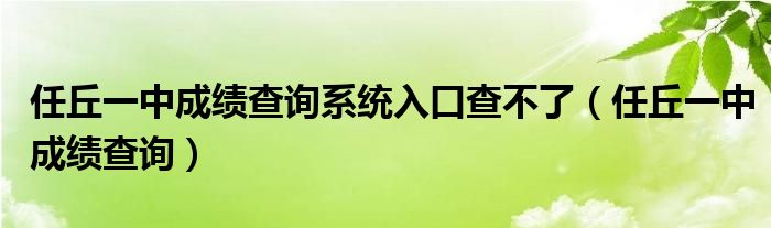 任丘一中成绩查询系统入口查不了（任丘一中成绩查询）