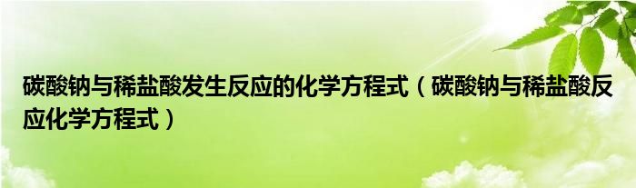 碳酸钠与稀盐酸发生反应的化学方程式（碳酸钠与稀盐酸反应化学方程式）