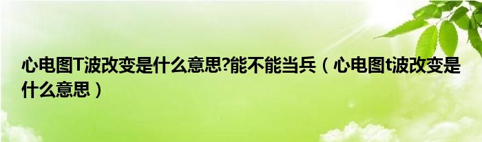 心电图T波改变是什么意思?能不能当兵（心电图t波改变是什么意思）