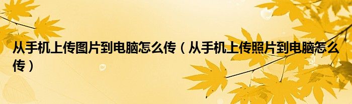 从手机上传图片到电脑怎么传（从手机上传照片到电脑怎么传）