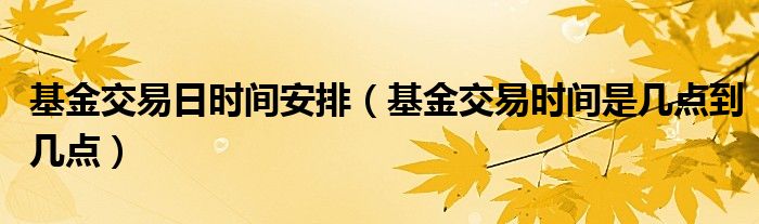 基金交易日时间安排（基金交易时间是几点到几点）