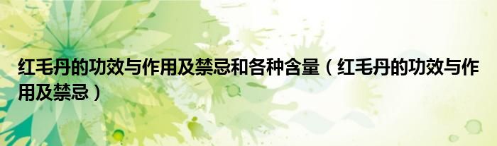 红毛丹的功效与作用及禁忌和各种含量（红毛丹的功效与作用及禁忌）