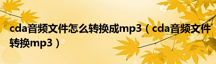 cda音频文件怎么转换成mp3（cda音频文件转换mp3）
