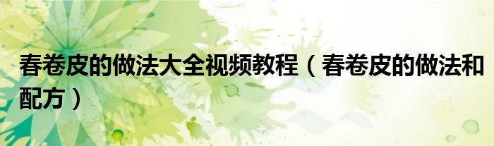 春卷皮的做法大全视频教程（春卷皮的做法和配方）