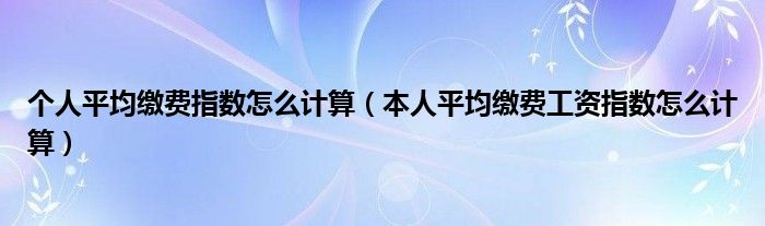 个人平均缴费指数怎么计算（本人平均缴费工资指数怎么计算）