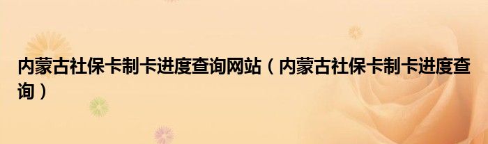 内蒙古社保卡制卡进度查询网站（内蒙古社保卡制卡进度查询）