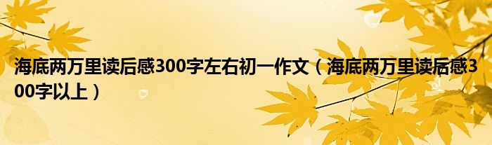 海底两万里读后感300字左右初一作文（海底两万里读后感300字以上）
