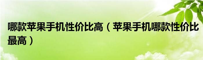 哪款苹果手机性价比高（苹果手机哪款性价比最高）