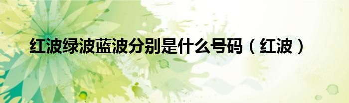 红波绿波蓝波分别是什么号码（红波）