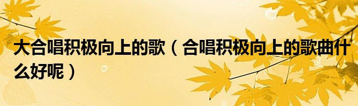 大合唱积极向上的歌（合唱积极向上的歌曲什么好呢）