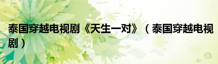 泰国穿越电视剧《天生一对》（泰国穿越电视剧）