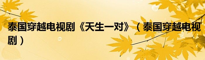 泰国穿越电视剧《天生一对》（泰国穿越电视剧）
